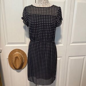 Brooks Brothers Elegant Navy Blue and White Patterned Dress 8